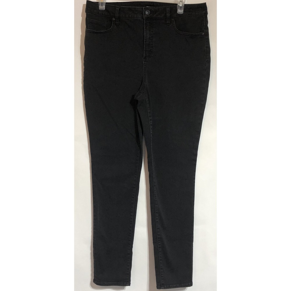 CHICO'S Jeggings Black Denim Solid Jeans Sz10R High Rise Pull On Stretch